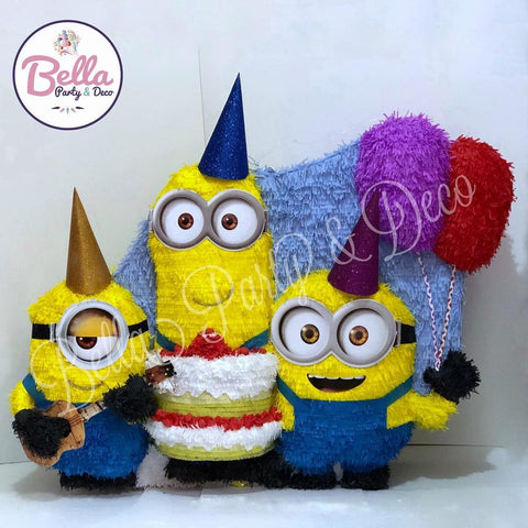 Minions - 3 personajes de Fiesta y Globos.