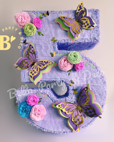 Numeral con Mariposas y Flores